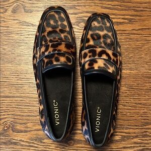 Vionic Animal Print Loafers with Black Trim